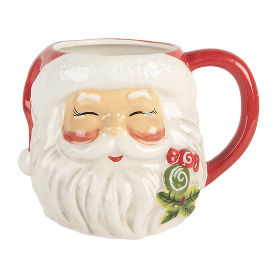 Clayre &amp; Eef   | Mok Rood Wit 16x12x11 cm / 550 ml | 6CEMU0197