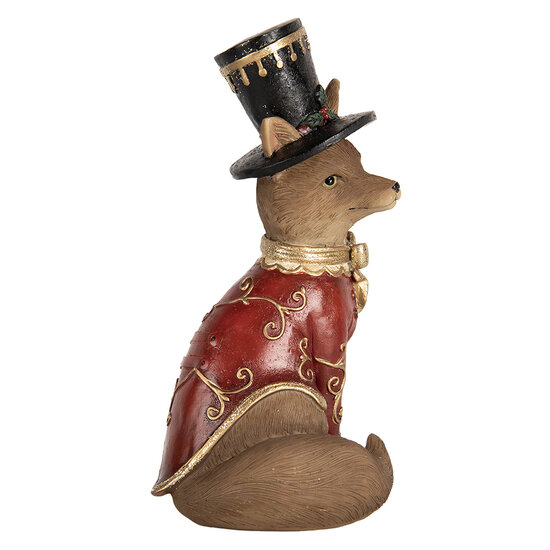 Clayre & Eef | Decoratie Vos Bruin Rood 9x8x17 cm | 6PR5637