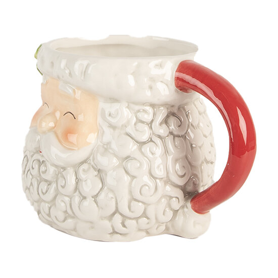 Clayre &amp; Eef   | Mok Wit Rood 16x11x10 cm / 550 ml | 6CEMU0201R