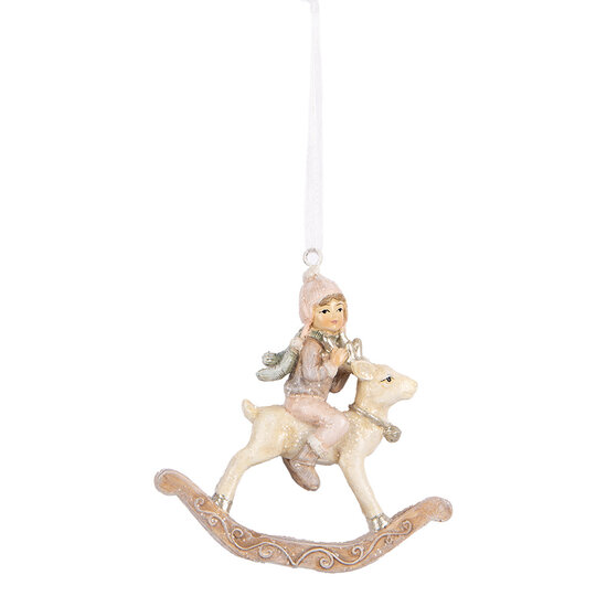 Clayre & Eef | Decoratie hanger Kind Beige Roze 8x3x9 cm | 6PR5655