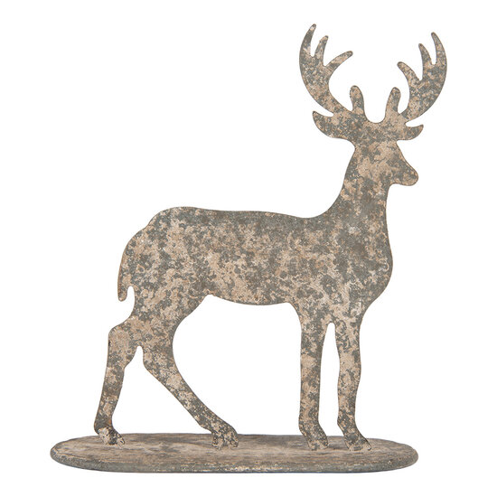 Clayre & Eef | Decoratie beeld Rendier Grijs Beige 17x8x18 cm | 6Y5817