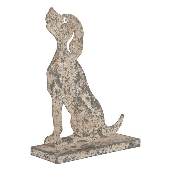 Clayre & Eef | Decoratie Hond Grijs Beige 16x8x19 cm | 6Y5830