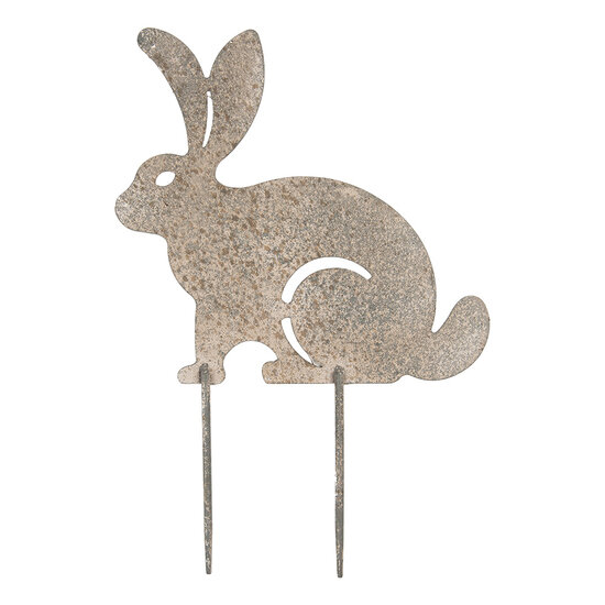 Clayre & Eef | Tuinsteker Konijn Grijs Beige 28x1x41 cm | 6Y5832