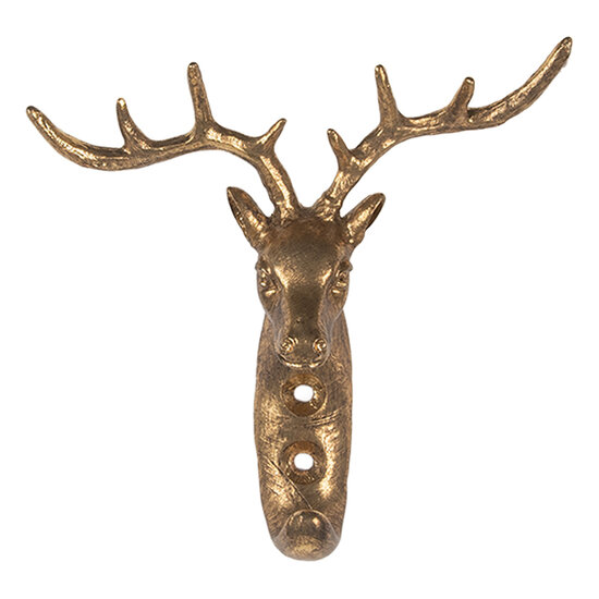 Clayre &amp; Eef   | Wandhaak Goudkleurig 12x5x12 cm | 6Y5894