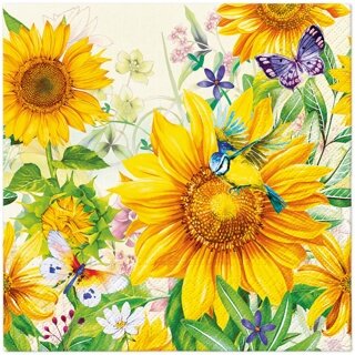 Dekoratief | Pakje 20 servetten &#039;Wild Sunflowers&#039;, 33x33cm | A702721