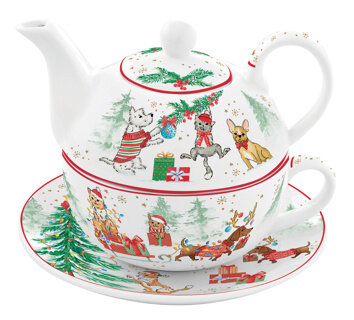Dekoratief | Tea for one &#039;Christmas Gang&#039;, porselein, 350ml+350ml | A246041