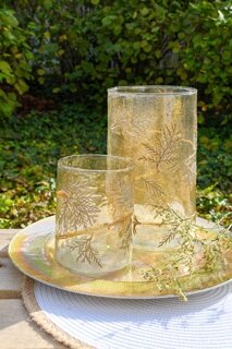 Dekoratief | Serveerbord, goud, glas, 33x33cm | A246125