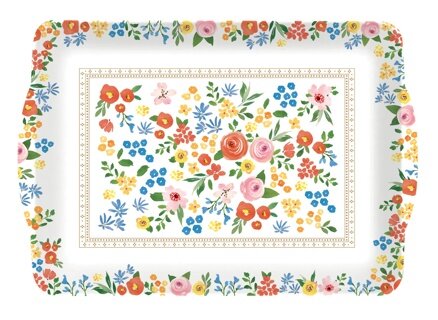 Dekoratief | Dienblad m/handvaten &#039;Boho Flowers&#039;, pvc, 46x32cm | A241004
