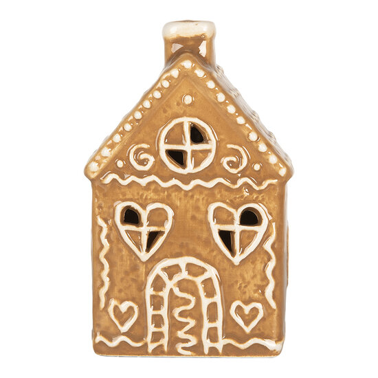 Clayre &amp; Eef   | Decoratie Huisje met LED Bruin Wit 7x6x12 cm | 6CE2332