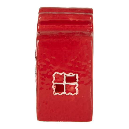 Clayre &amp; Eef   | Theelichthouder Kerst Huisje Rood Wit 8x7x13 cm | 6CE2336