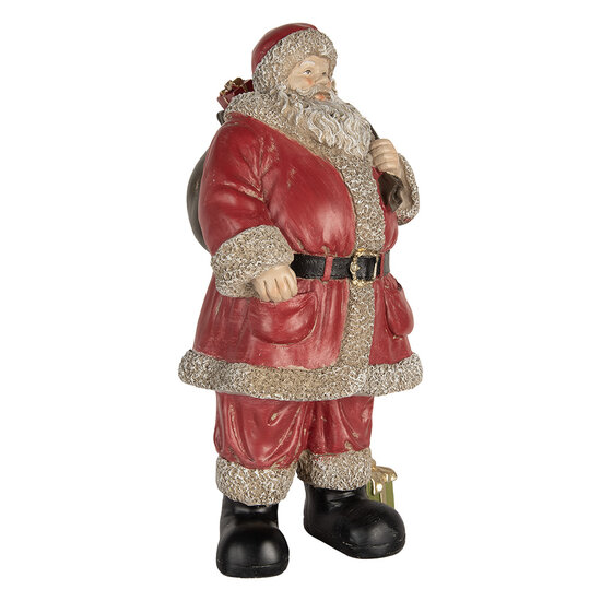 Clayre &amp; Eef   | Kerstdecoratie Kerstman Rood Beige 21x19x40 cm | 6PR5754