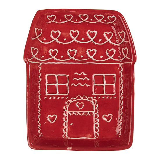 Clayre &amp; Eef   | Servies Ontbijtbord Rood Wit 15x19x3 cm | 6CE2345