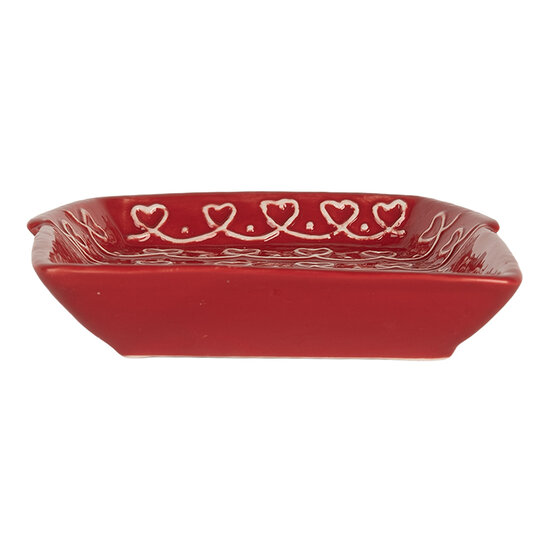 Clayre &amp; Eef   | Servies Ontbijtbord Rood Wit 15x19x3 cm | 6CE2345