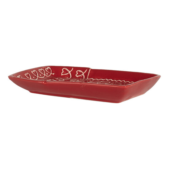 Clayre &amp; Eef   | Servies Ontbijtbord Rood Wit 15x19x3 cm | 6CE2345