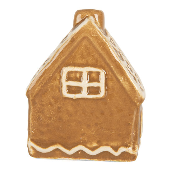 Clayre &amp; Eef   | Decoratie Huisje Bruin Wit 6x4x7 cm | 6CE2351