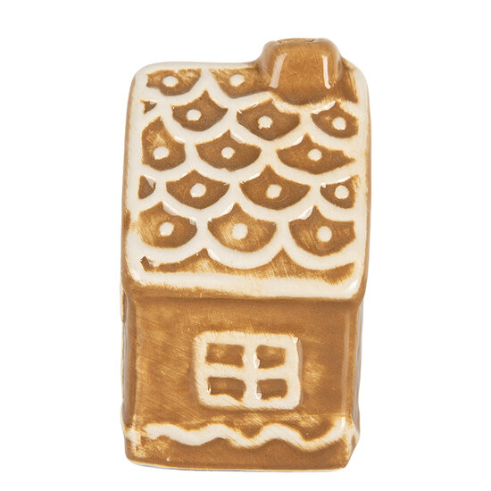 Clayre &amp; Eef   | Decoratie Huisje Bruin Wit 6x4x7 cm | 6CE2351