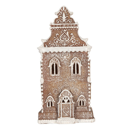 Clayre &amp; Eef   | Decoratie Huis met LED Bruin Wit 17x15x35 cm | 6PR5806