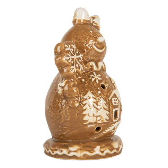 Clayre &amp; Eef   | Kerstdecoratie Sneeuwpop Bruin Wit 9x7x13 cm | 6CE2354