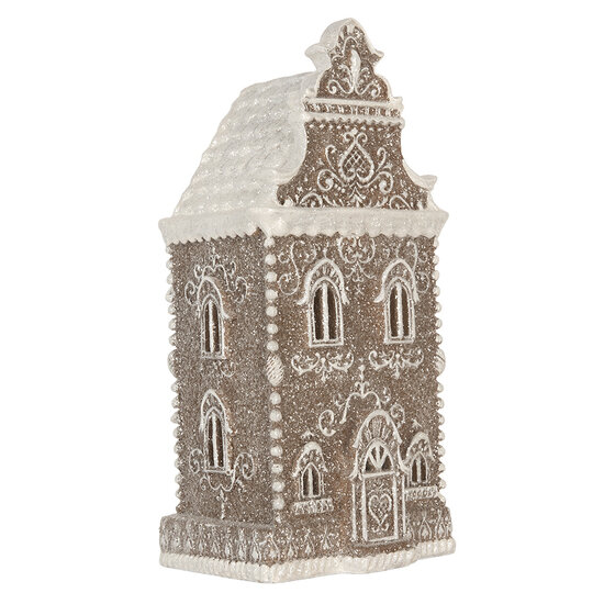 Clayre &amp; Eef   | Decoratie Huis met LED Bruin Wit 17x15x35 cm | 6PR5808