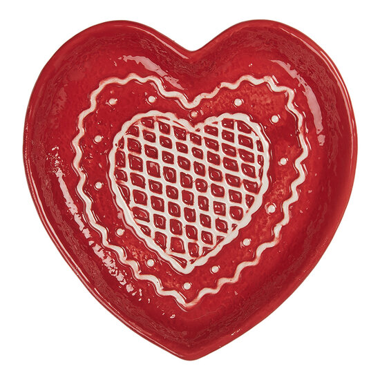 Clayre &amp; Eef   | Servies Ontbijtbord Rood Wit 17x17x3 cm | 6CE2359