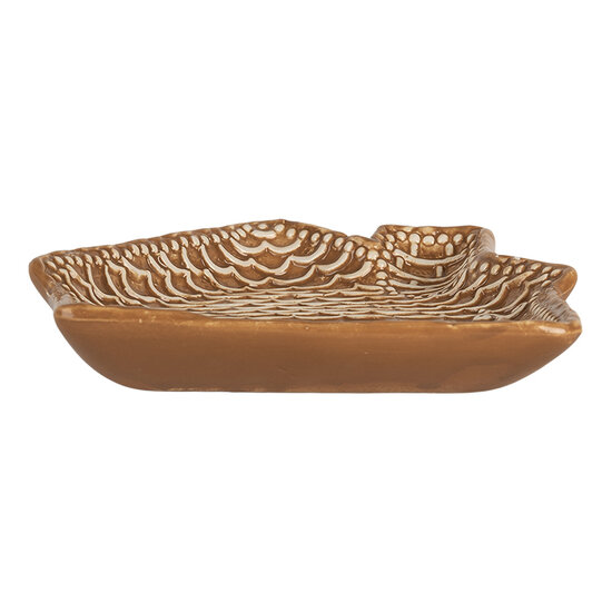 Clayre &amp; Eef   | Servies Ontbijtbord Bruin Wit 20x18x3 cm | 6CE2360