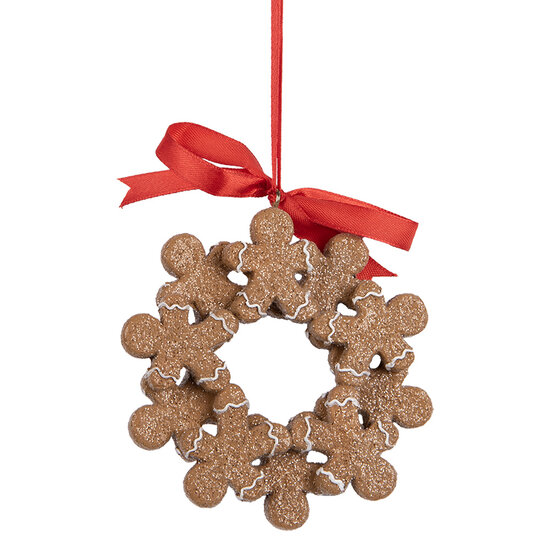 Clayre &amp; Eef   | Decoratie Hanger Peperkoekpoppen Bruin Wit 10x2x10 cm | 6PR5414