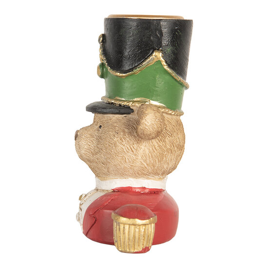 Clayre &amp; Eef   | Kandelaar Beer Bruin Rood 9x6x10 cm | 6PR5752
