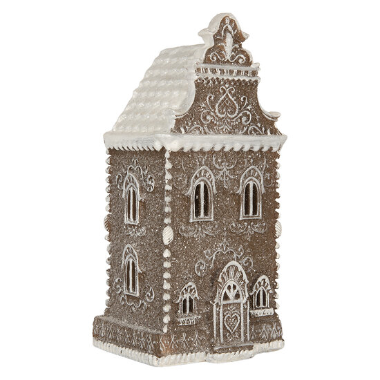Clayre & Eef | Decoratie Huis met LED Bruin Wit 12x11x25 cm | 6PR5815