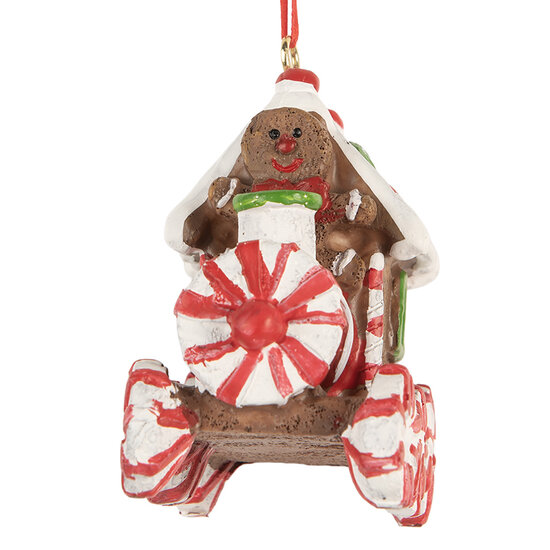 Clayre & Eef | Decoratie Hanger Locomotief Bruin Rood 9x5x9 cm | 6PR5864