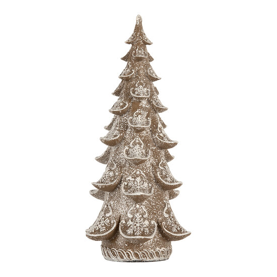 Clayre &amp; Eef   | Kerstdecoratie Kerstboom Bruin Wit 12x12x25 cm | 6PR5818