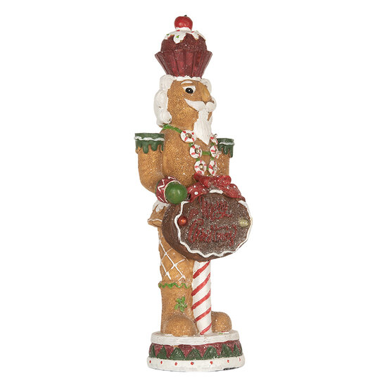 Clayre &amp; Eef   | Kerstdecoratie Notenkraker met LED Bruin Rood 12x10x35 cm / 3xAAA | 6PR5831
