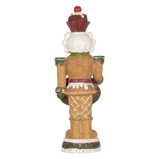 Clayre &amp; Eef   | Kerstdecoratie Notenkraker met LED Bruin Rood 12x10x35 cm / 3xAAA | 6PR5831