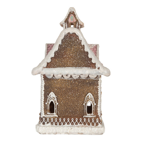 Clayre &amp; Eef   | Decoratie Huis met LED Bruin Roze 16x15x25 cm | 6PR5833
