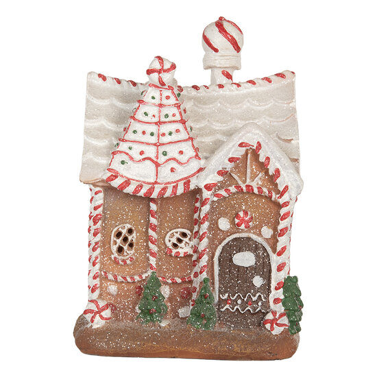 Clayre &amp; Eef   | Decoratie Huis met LED Bruin Wit 16x12x23 cm | 6PR5834