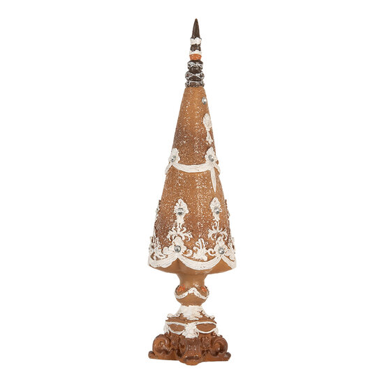Clayre &amp; Eef   | Kerstdecoratie Kerstboom Bruin Wit &oslash; 10x38 cm | 6PR5835