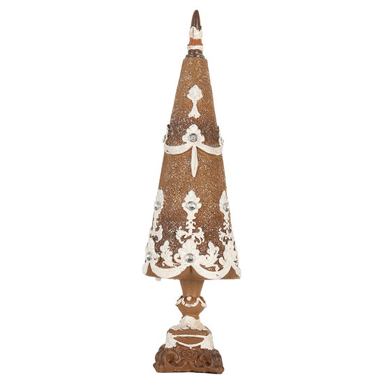 Clayre &amp; Eef   | Kerstdecoratie Kerstboom Bruin Wit &oslash; 9x31 cm | 6PR5836