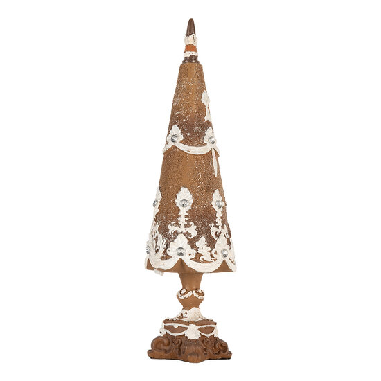 Clayre &amp; Eef   | Kerstdecoratie Kerstboom Bruin Wit &oslash; 9x31 cm | 6PR5836