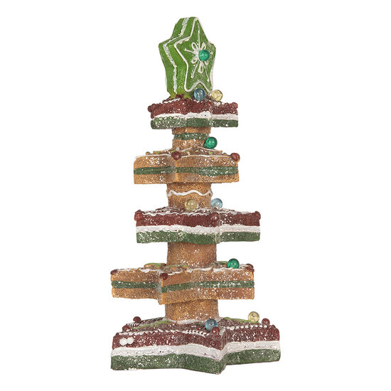 Clayre &amp; Eef   | Kerstdecoratie Kerstboom met LED Bruin Rood 15x15x29 cm / 3xAAA | 6PR5838