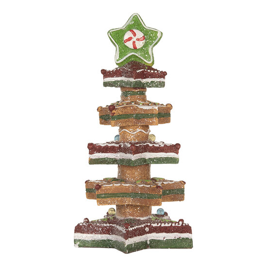 Clayre &amp; Eef   | Kerstdecoratie Kerstboom met LED Bruin Rood 15x15x29 cm / 3xAAA | 6PR5838