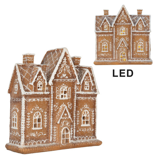 Clayre &amp; Eef   | Decoratie Huis met LED Bruin Wit 21x8x20 cm | 6PR5841
