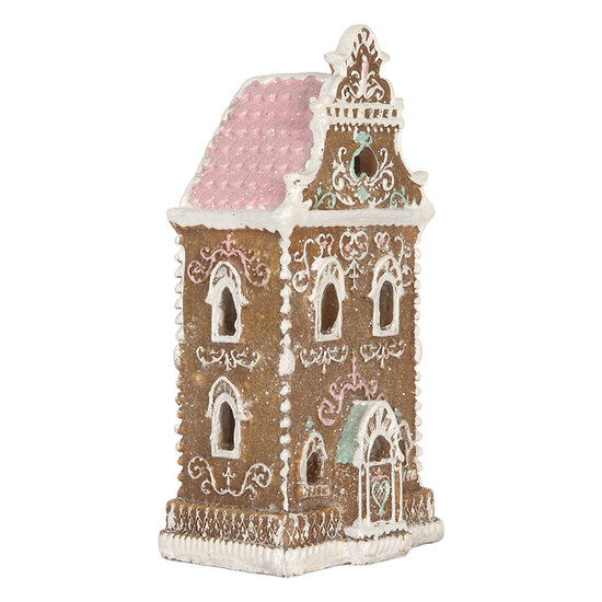 Clayre &amp; Eef   | Decoratie Huis met LED Bruin Roze 9x7x18 cm | 6PR5842