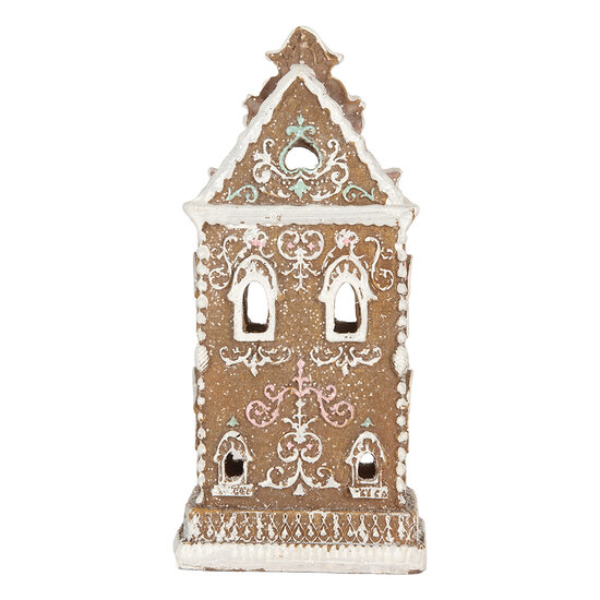 Clayre &amp; Eef   | Decoratie Huis met LED Bruin Roze 9x7x18 cm | 6PR5842
