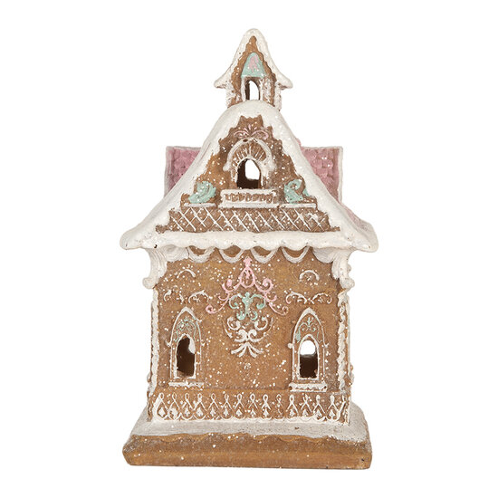 Clayre &amp; Eef   | Decoratie Huis met LED Bruin Roze 9x10x15 cm | 6PR5843