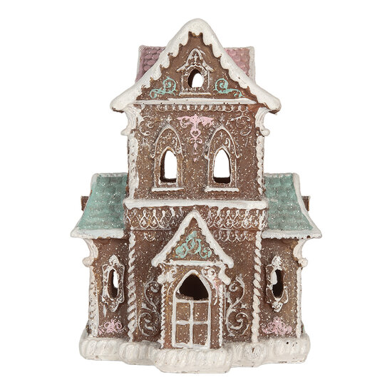 Clayre &amp; Eef   | Decoratie Huis met LED Bruin Roze 15x12x20 cm | 6PR5844