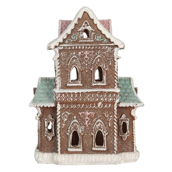 Clayre &amp; Eef   | Decoratie Huis met LED Bruin Roze 15x12x20 cm | 6PR5844