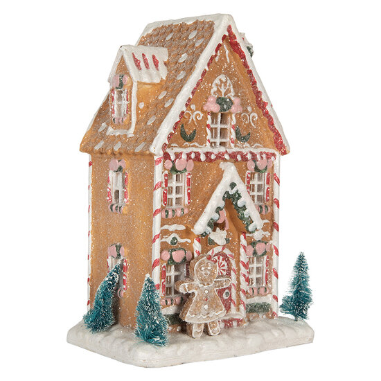 Clayre &amp; Eef   | Decoratie Huis met LED Bruin Wit 17x12x25 cm | 6PR5845