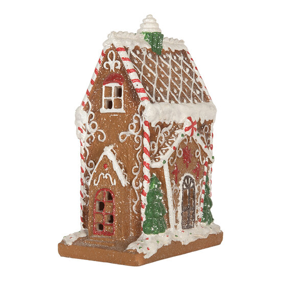 Clayre &amp; Eef   | Decoratie Huis met LED Bruin Wit 15x9x20 cm | 6PR5846