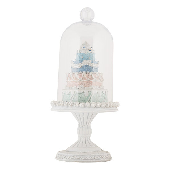 Clayre &amp; Eef   | Glazen Stolp met decoratie Wit Blauw &oslash; 13x27 cm | 6PR5847