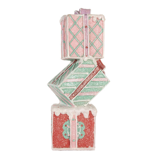Clayre &amp; Eef   | Decoratie van opgestapelde Cadeautjes Rood Groen 14x16x36 cm | 6PR5848