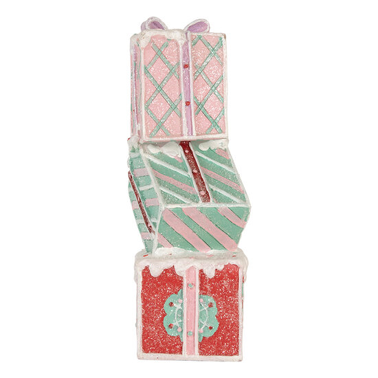 Clayre &amp; Eef   | Decoratie van opgestapelde Cadeautjes Rood Groen 14x16x36 cm | 6PR5848